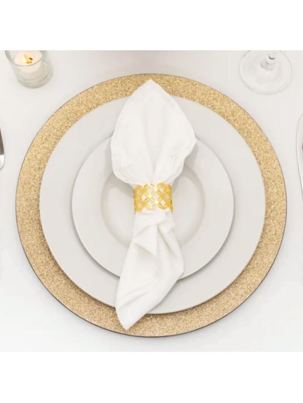 American Atelier Set of 4 Gold Dazzle Electroplated Charger 13” Plates